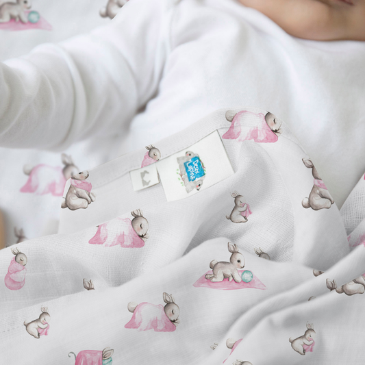 Müslin Bebek Örtüsü - Bébé Lapin Rose