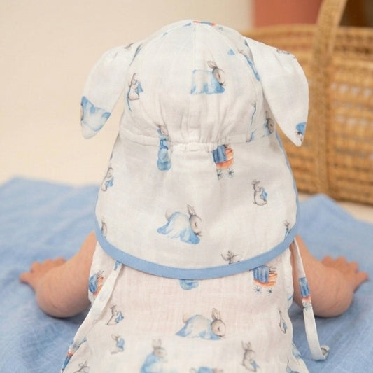 Müslin Ense Korumalı Bebek Şapka - Bébé Lapin