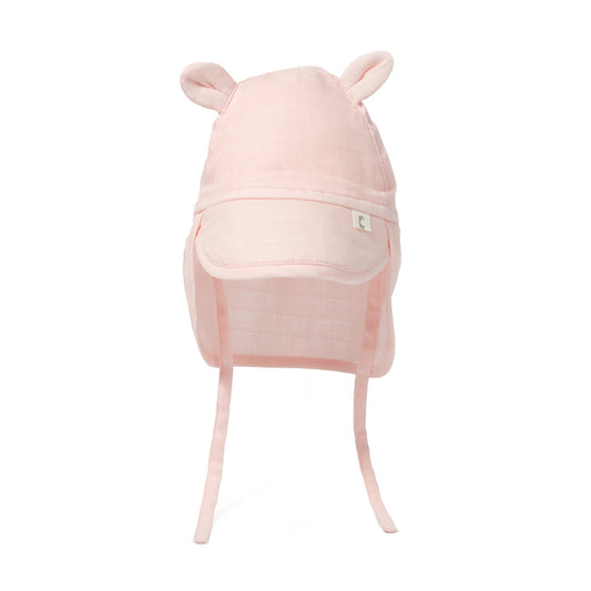 Müslin Ense Korumalı Bebek Şapka - Innocent Pink