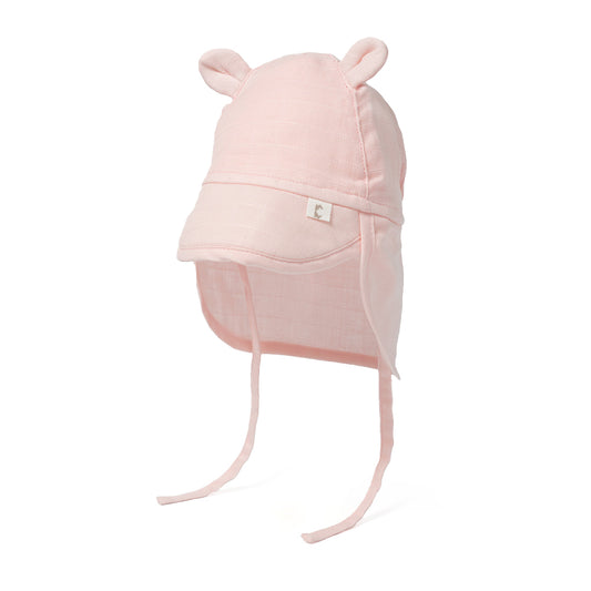 Müslin Ense Korumalı Bebek Şapka - Innocent Pink