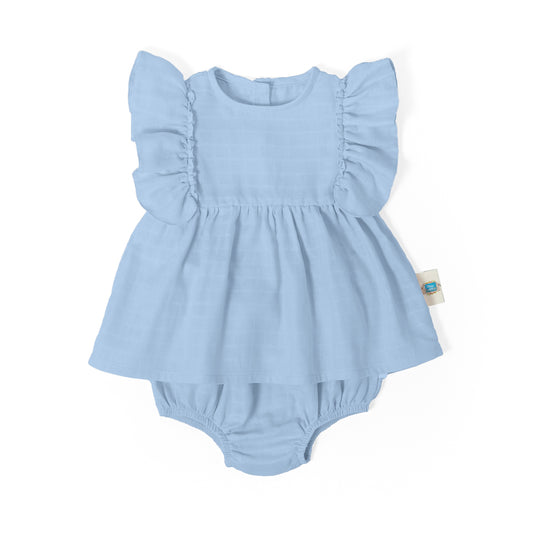 Müslin Fırfırlı Yazlık Elbise - Endless Blue