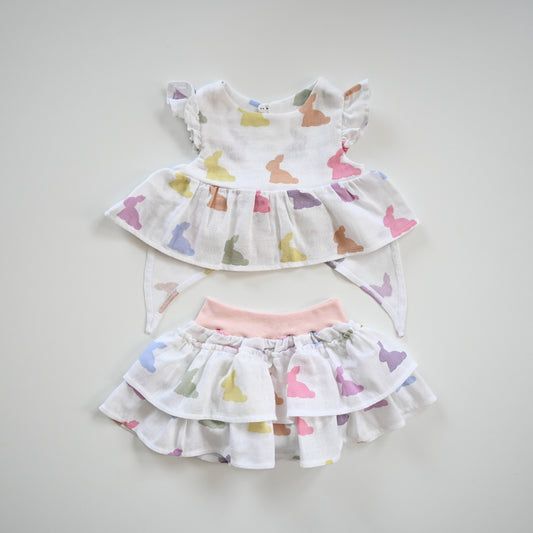 Müslin Etek Bluz Bebek Takım - Rainbow Lapin