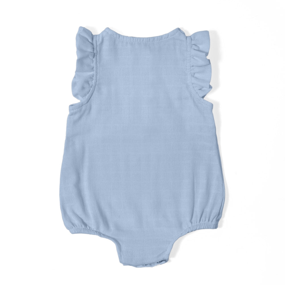 Müslin Kız Bebek Fırfırlı Kolsuz Tulum - Endless Blue