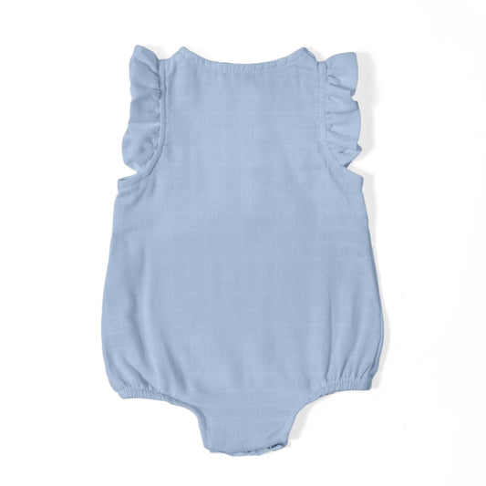 Müslin Kız Bebek Fırfırlı Kolsuz Tulum - Endless Blue
