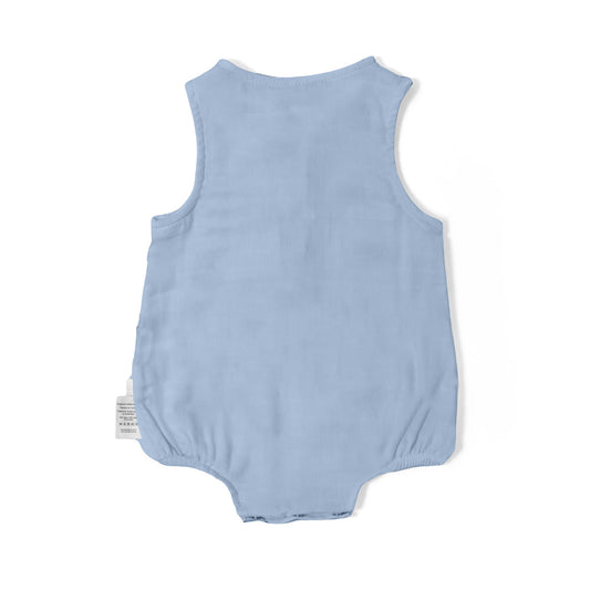 Müslin Erkek Bebek Kolsuz Tulum - Endless Blue
