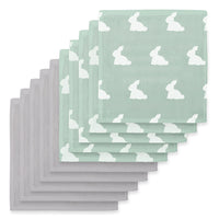 Müslin Bebek Ağız Bezi Paketi – Mono Lapin Matcha Green & Cotton Grey 10`lu