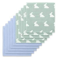 Müslin Bebek Ağız Bezi Paketi – Mono Lapin Matcha Green & Endless Blue 10`lu