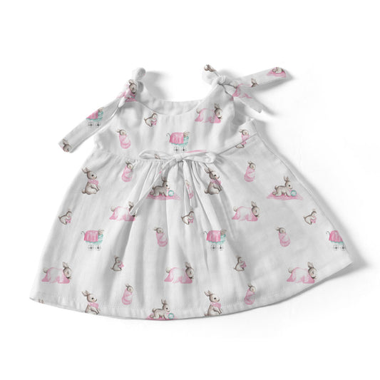 Müslin Bebek Elbise - Bébé Lapin Rose