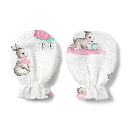 Müslin Eldiven - Bébé Lapin Rose
