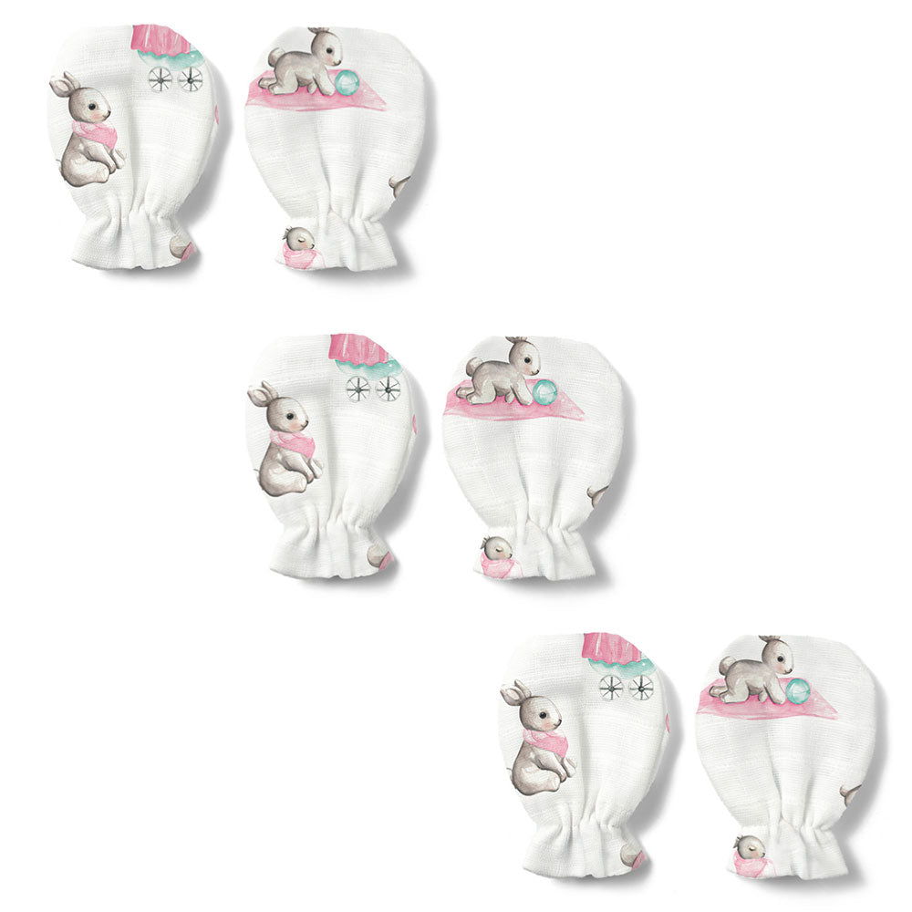 Müslin Eldiven 3’lü Set - Bébé Lapin Rose