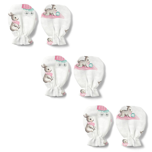 Müslin Eldiven 3’lü Set - Bébé Lapin Rose