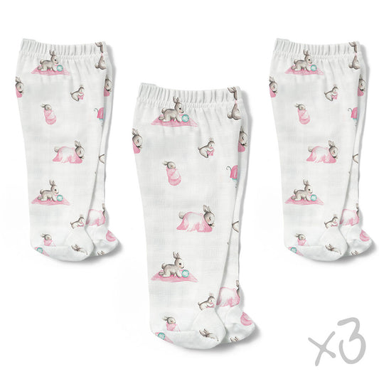 Müslin Patikli Alt 3'lü Set – Bébé Lapin Rose