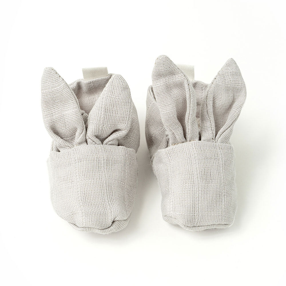 Tavşan Kulaklı Müslin Bebek Patik - Cotton Grey