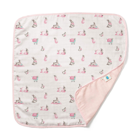 Çift Kat Müslin Battaniye 0.5 TOG -  65x65 cm - Bébé Lapin Rose