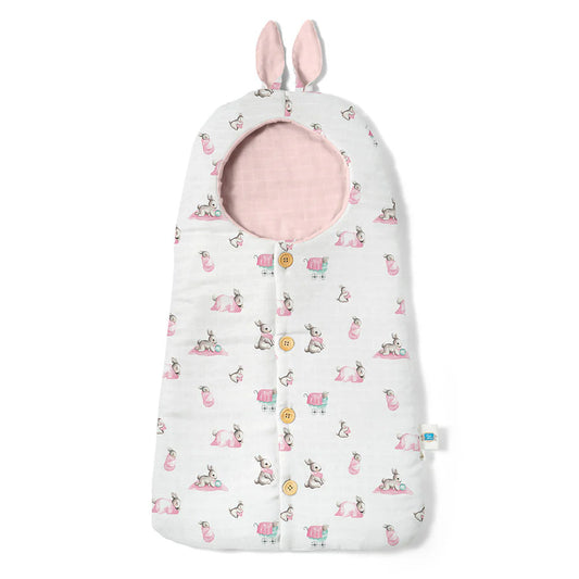 Müslin Kundak Battaniye - Bébé Lapin Rose