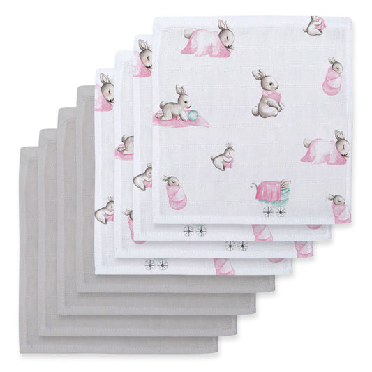 Müslin Bebek Ağız Bezi Paketi – Bébé Lapin Rose & Cotton Grey 10`lu