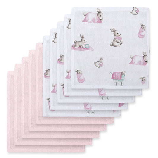 Müslin Bebek Ağız Bezi Paketi – Bébé Lapin Rose & Innocent Pink 10`lu