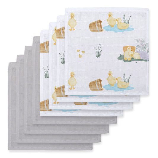 Müslin Bebek Ağız Bezi Paketi – Petits Caneton & Cotton Grey 10`lu