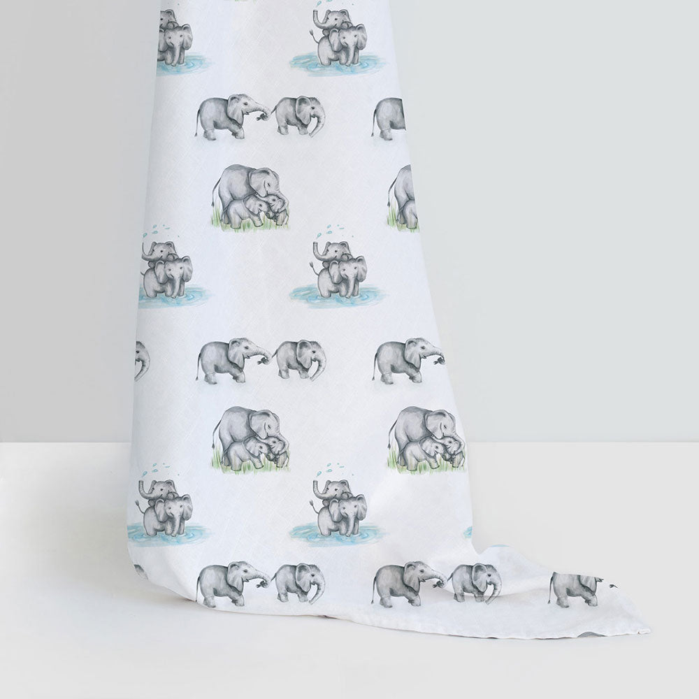 2’li Müslin Bebek Örtüsü - Les Elephants ve Cotton Grey - 100x100 cm