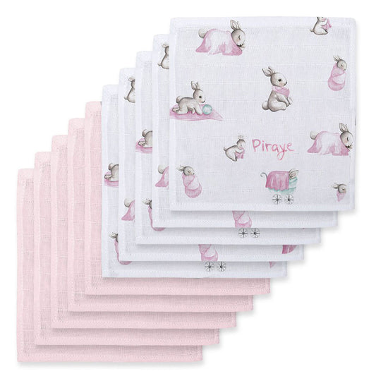 Müslin Bebek Ağız Bezi Paketi – Bébé Lapin Rose & Innocent Pink 10`lu