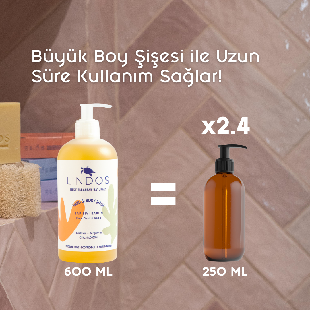 Lindos - Saf Sıvı Kastil Sabun - Portakal & Bergamot - 600ml