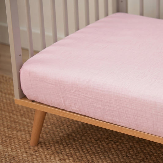 Lastikli Müslin Bebek Çarşaf - Innocent Pink