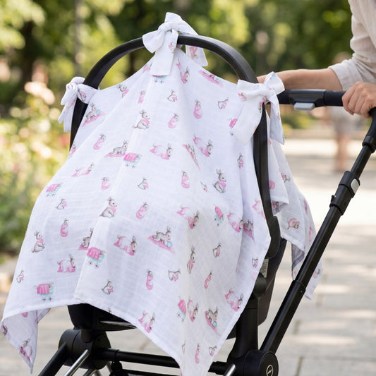 Müslin Puset Örtüsü - Bébé Lapin Rose