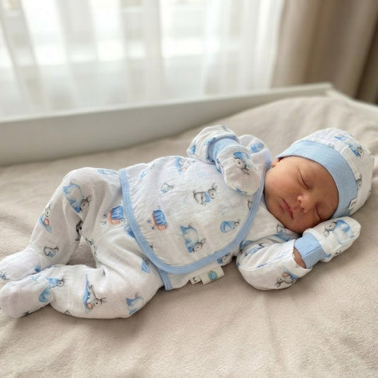 Yenidoğan Bebek Hastane Çıkış Seti 4 Parça - Bébé Lapin