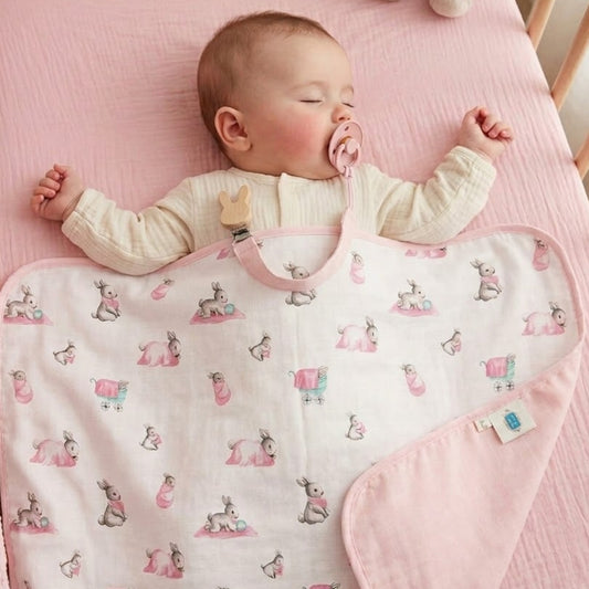 Çift Kat Müslin Battaniye 0.5 TOG -  65x65 cm - Bébé Lapin Rose