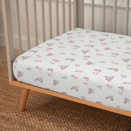 Lastikli Müslin Bebek Çarşaf - Bébé Lapin Rose