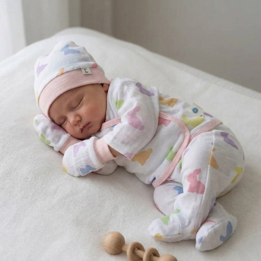 Yenidoğan Bebek Hastane Çıkış Seti 4 Parça - Rainbow Lapin Pink