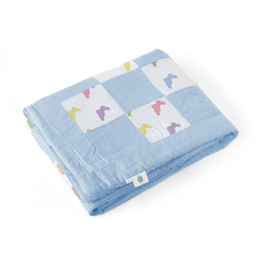 Müslin Bebek Yatak Örtüsü - Rainbow Lapin Blue