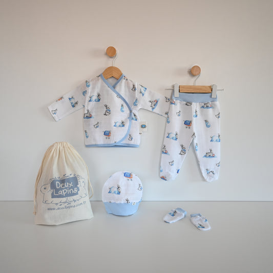 Yenidoğan Bebek Hastane Çıkış Seti 4 Parça - Bébé Lapin