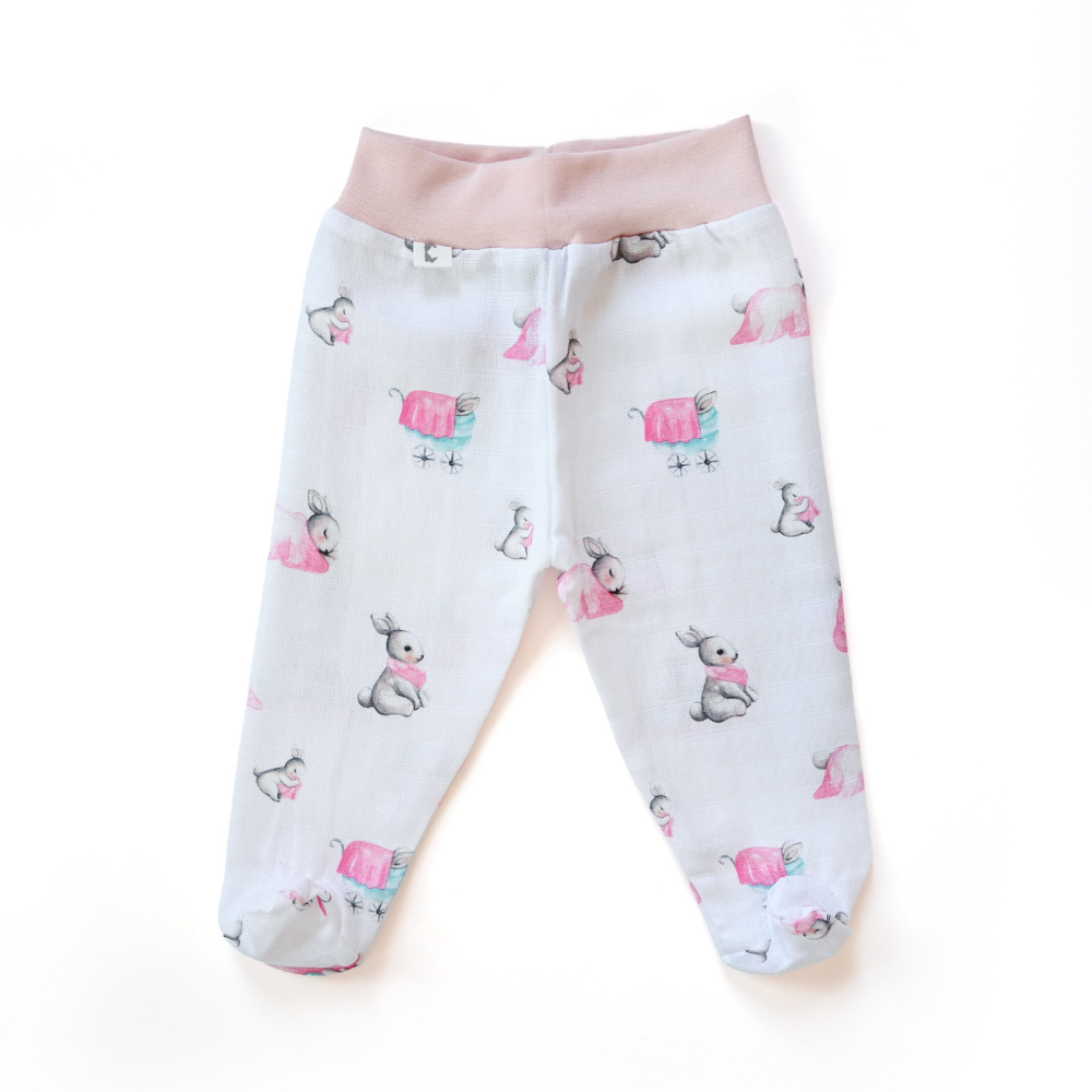 Müslin Patikli Alt - Bébé Lapin Rose