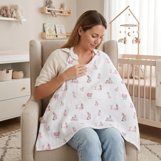 Müslin Bebek Emzirme Önlüğü - Bébé Lapin Rose