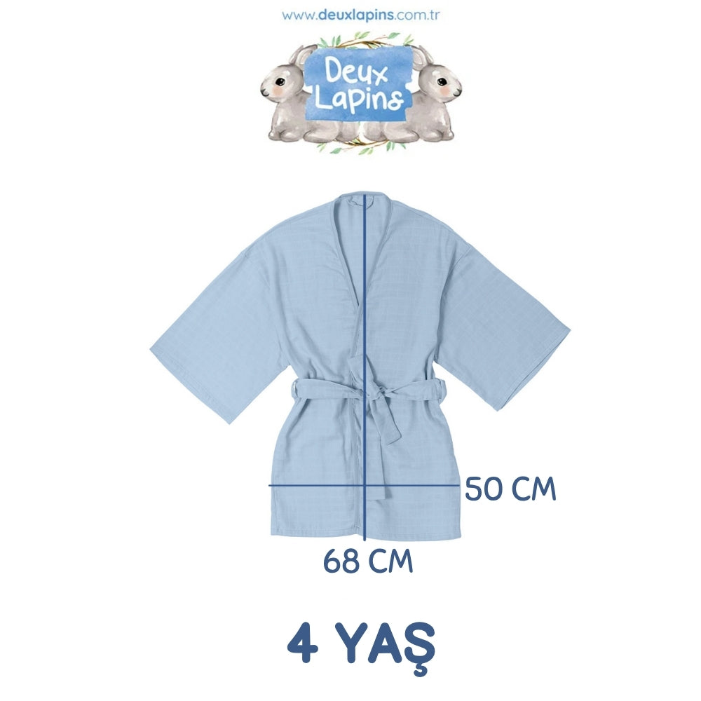 Müslin Çocuk Kimono Bornoz - Endless Blue