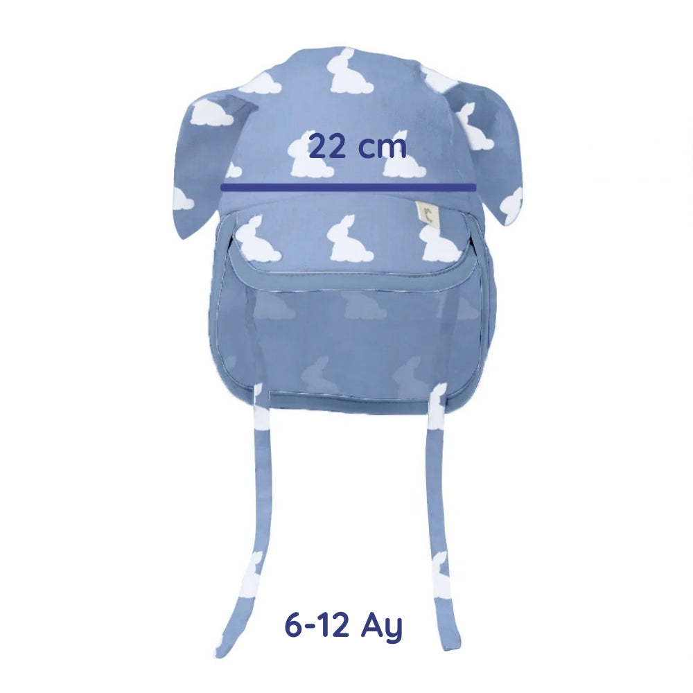 Müslin Ense Korumalı Bebek Şapka - Mono Lapin Royal Blue