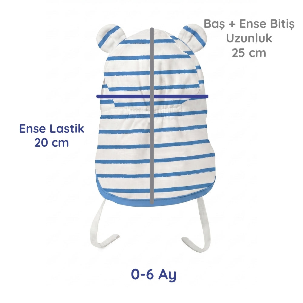 Müslin Ense Korumalı Bebek Şapka - Coco Brush