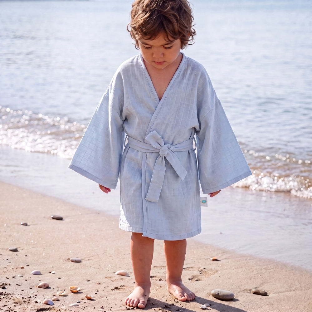 Müslin Çocuk Kimono Bornoz - Endless Blue