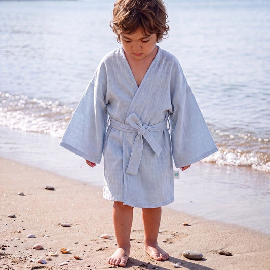 Müslin Çocuk Kimono Bornoz - Endless Blue