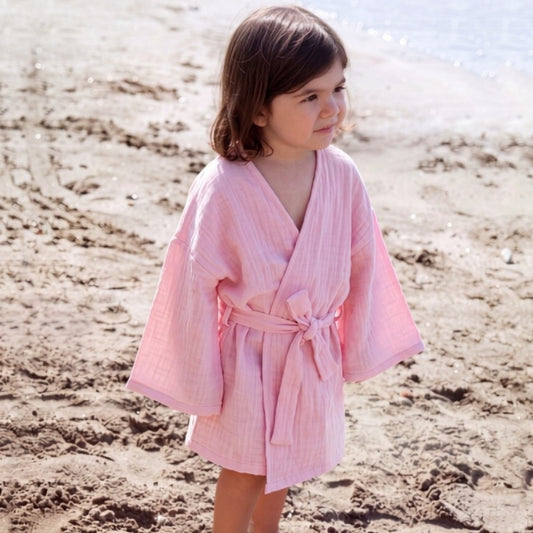 Müslin Çocuk Kimono Bornoz - Innocent Pink