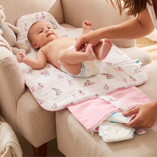Çantalı Pratik Katlanabilir Alt Değiştirme Matı - Bébé Lapin Rose