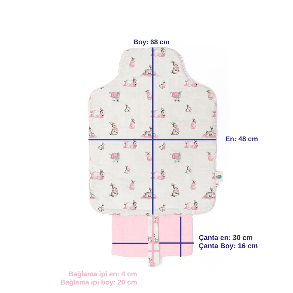 Çantalı Pratik Katlanabilir Alt Değiştirme Matı - Bébé Lapin Rose