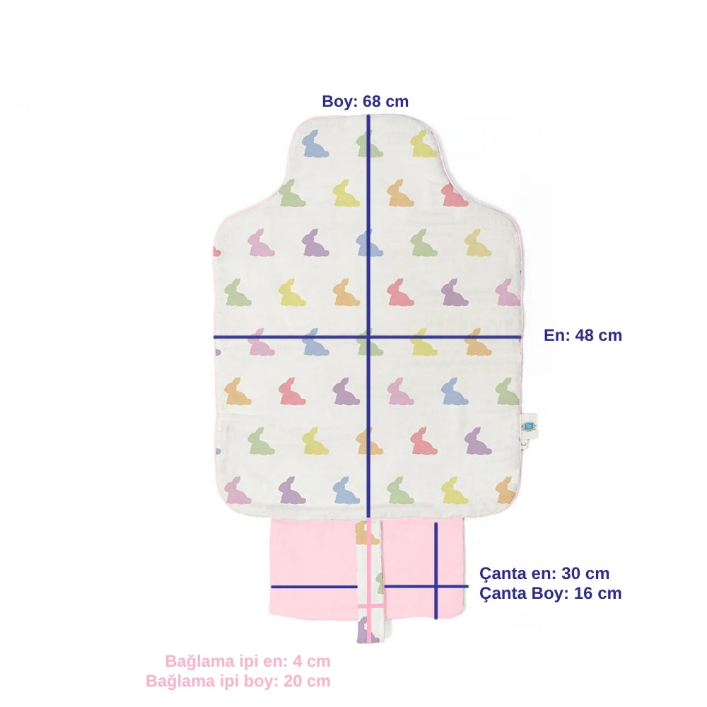Çantalı Pratik Katlanabilir Alt Değiştirme Matı  - Rainbow Lapin Pink