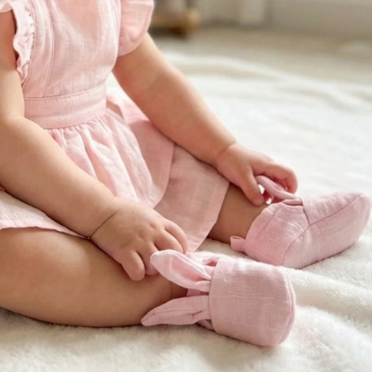 Tavşan Kulaklı Müslin Bebek Patik - Innocent Pink