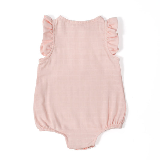 Müslin Kız Bebek Fırfırlı Kolsuz Tulum - Innocent Pink