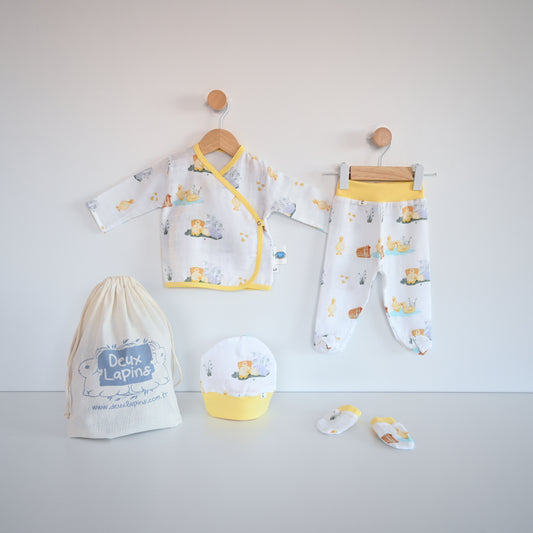 Yenidoğan Bebek Hastane Çıkış Seti 4 Parça - Petits Caneton