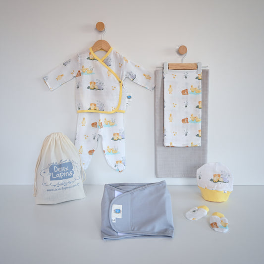 Yenidoğan Bebek Hastane Çıkış Seti 7 Parça - Petits Caneton
