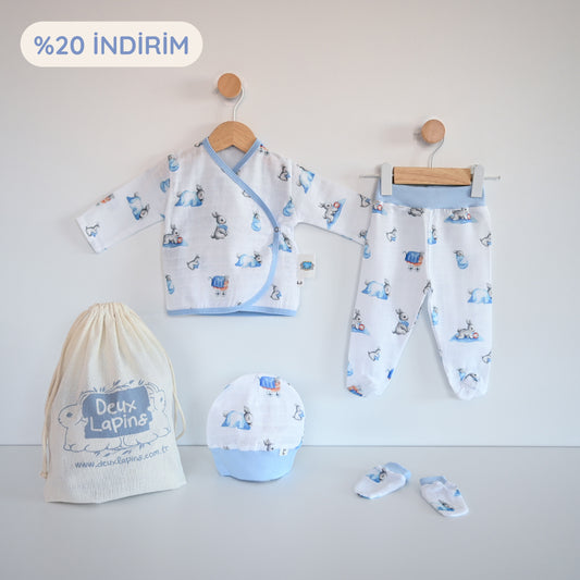 Yenidoğan Bebek Hastane Çıkış Seti 4 Parça - Bébé Lapin