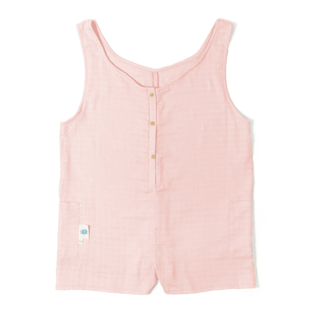 Askılı Cep Detaylı Müslin Kadın Tulum - Innocent Pink